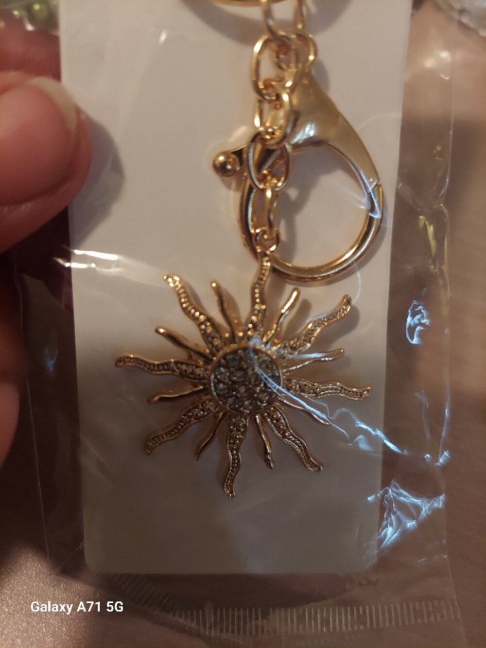 Gold-Tone Bling Sunburst Key Chain - Picture 2 of 3